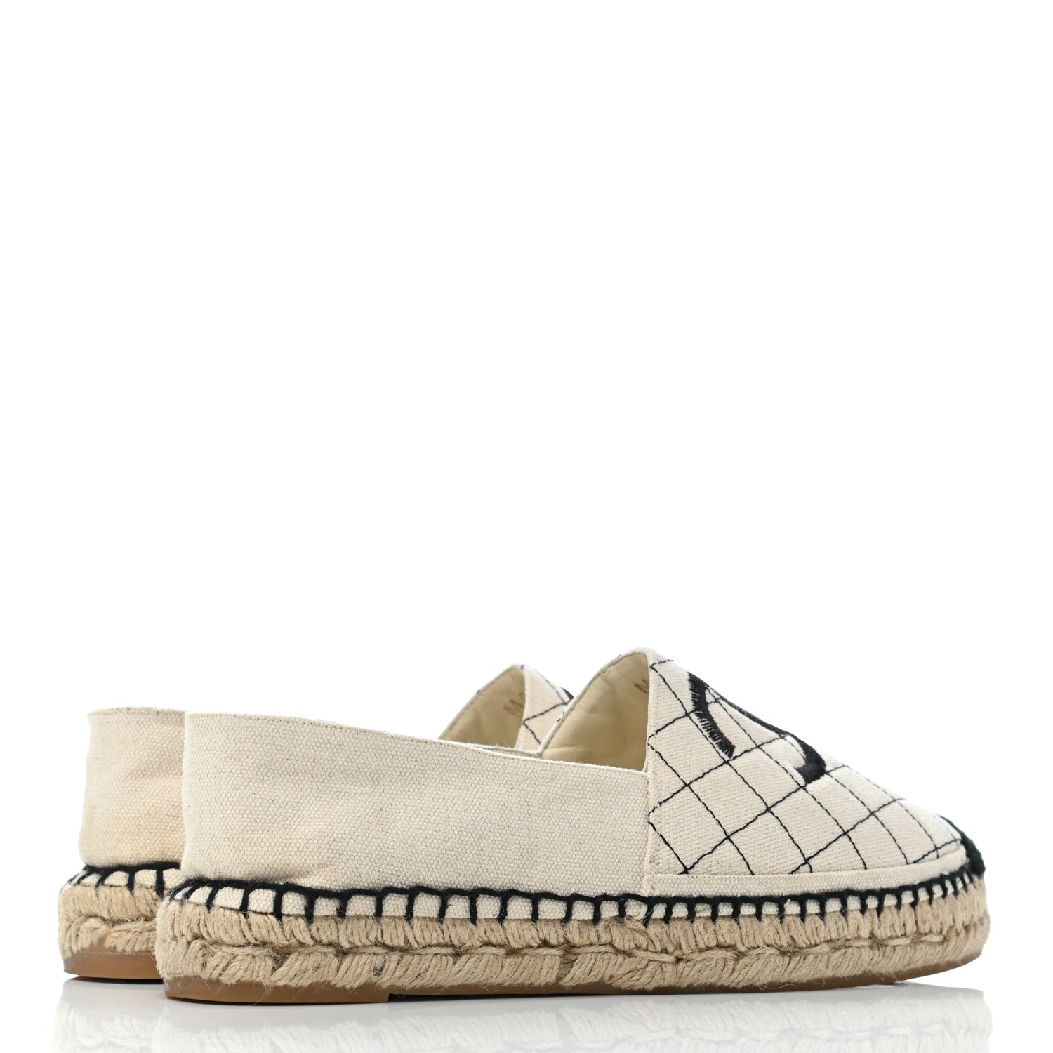 Chanel Fabric Biarritz CC Espadrilles 39 Beige Black 4 of 8