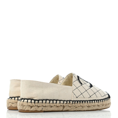 Chanel Fabric Biarritz CC Espadrilles 39 Beige Black 4 of 8