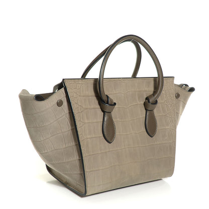 Celine Crocodile Embossed Nubuck Small Tie Knot Tote Dark Grey 5 of 14
