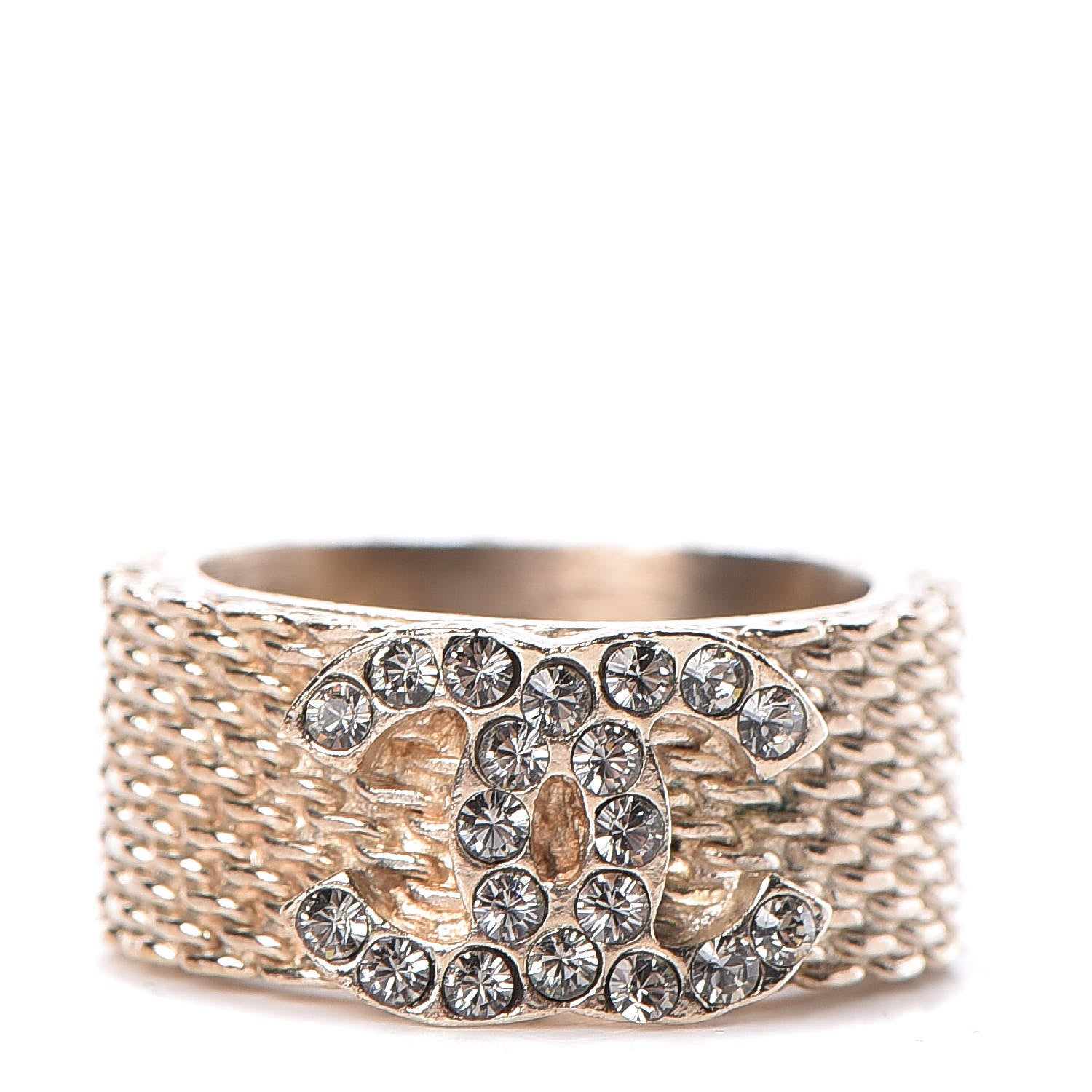 Chanel Crystal Mesh CC Ring 7 Gold 1 of 4