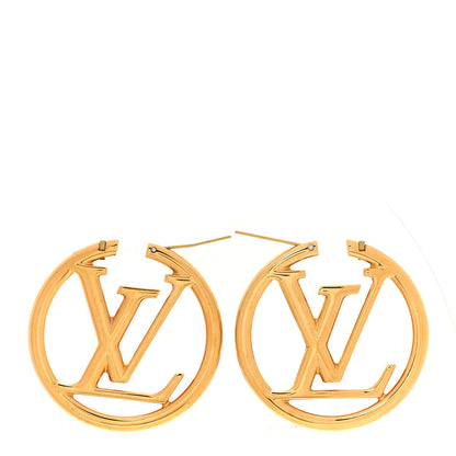 Louis Vuitton Metal Louise Hoop Earrings Gold 3 of 5
