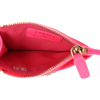 Chanel Patent Chevron Quilted Boy Zip Card Holder Neon Pink 5 of 8