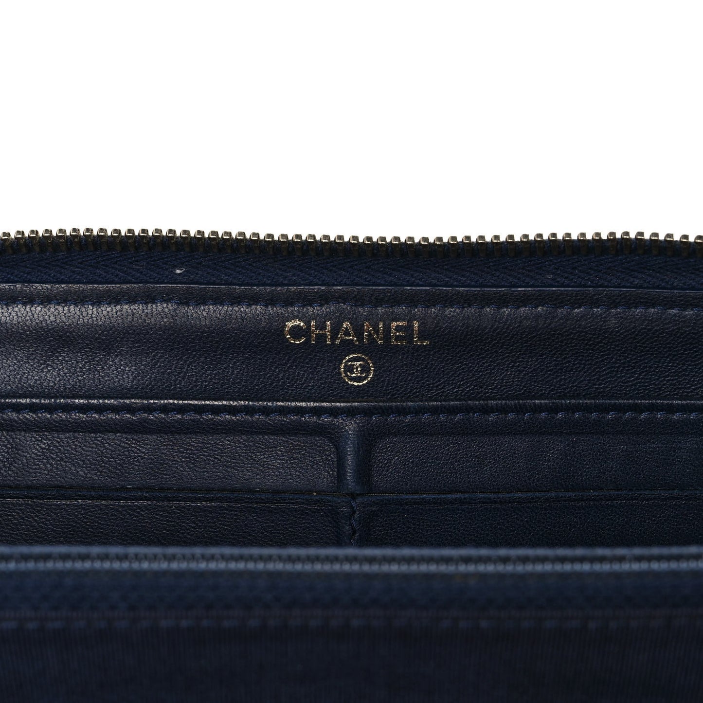 Lambskin Quilted Large Gusset Zip Around Wallet Blue
