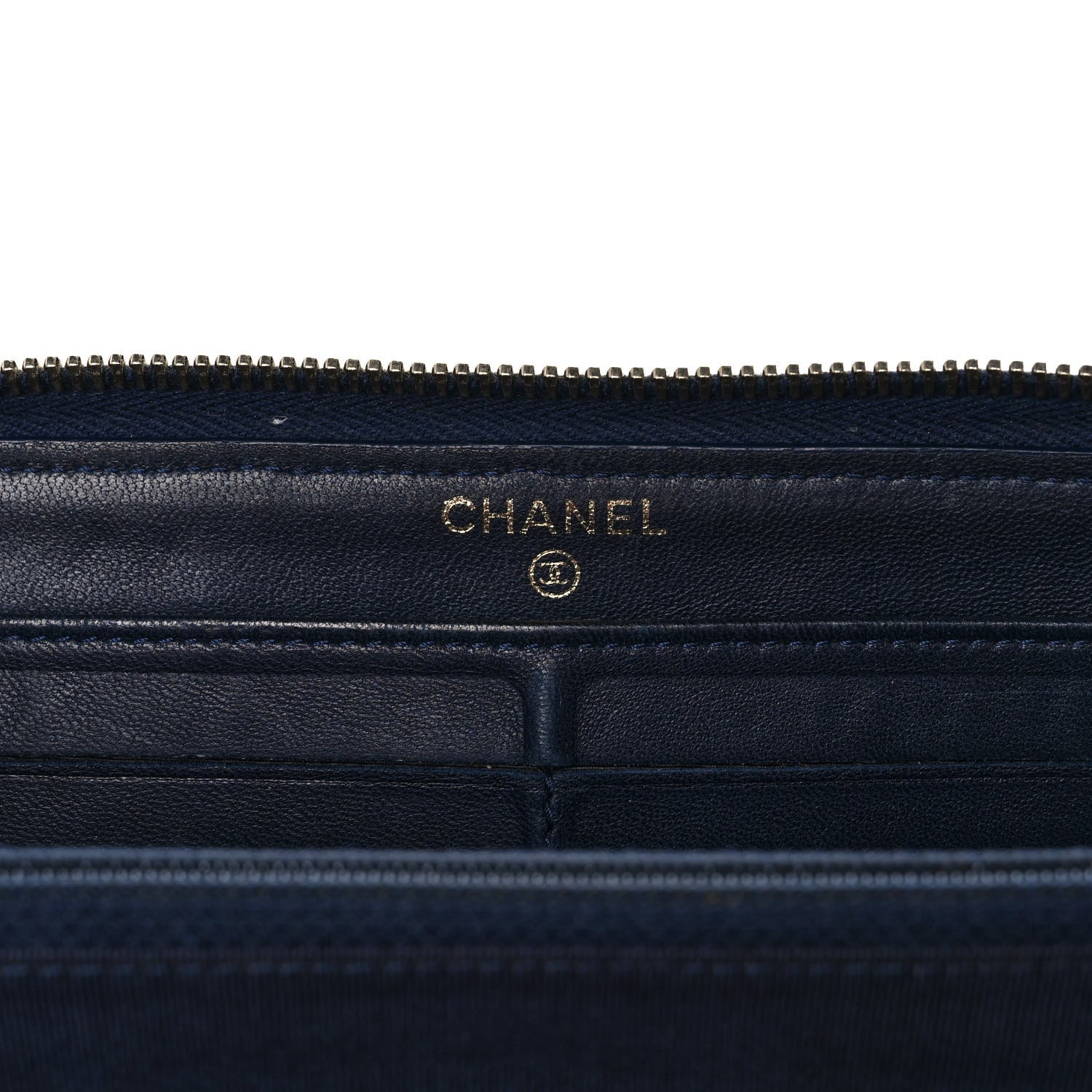 Chanel Lambskin Quilted Large Gusset Zip Around Wallet Blue 11 of 14