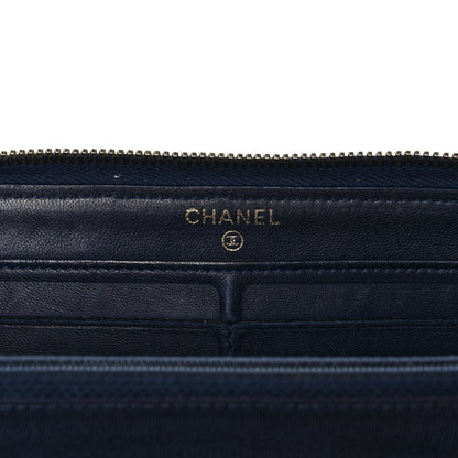 Chanel Lambskin Quilted Large Gusset Zip Around Wallet Blue 11 of 14