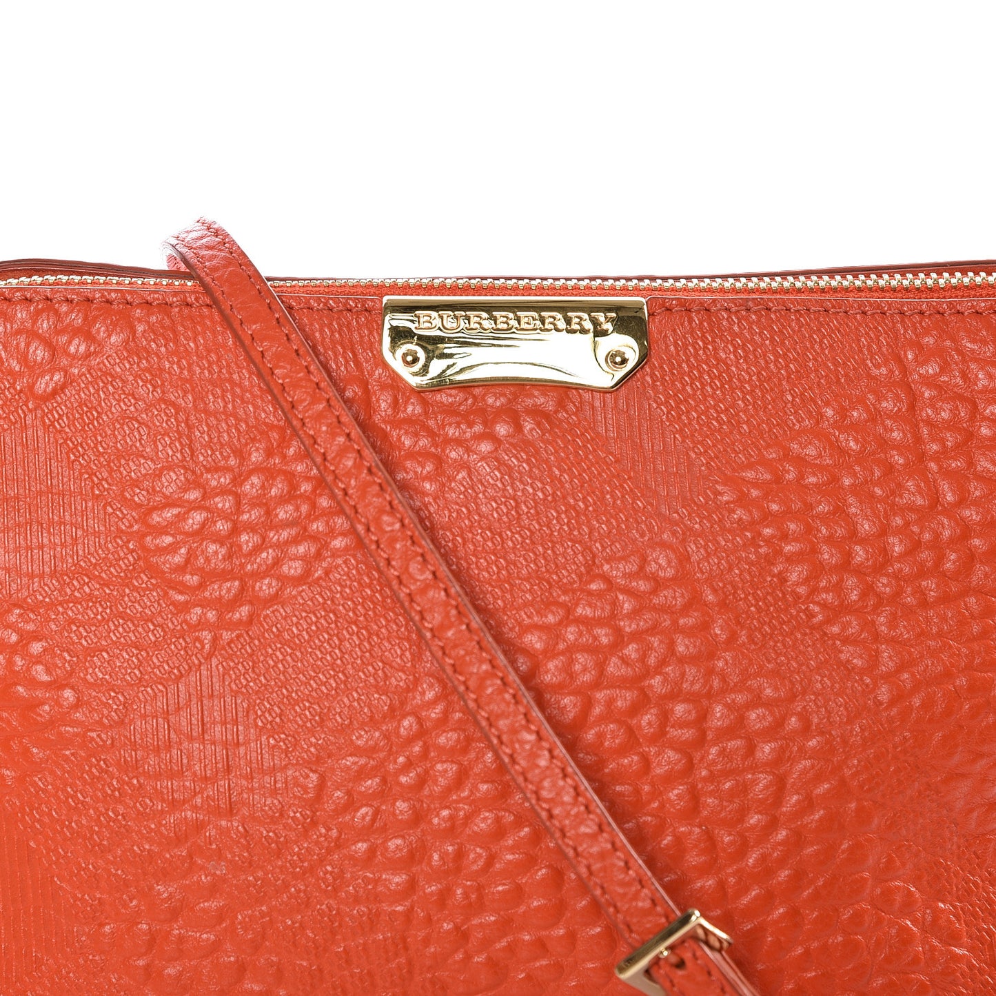 Signature Grain Calfskin Check Embossed Small Chichester Crossbody Clutch Bag Orange