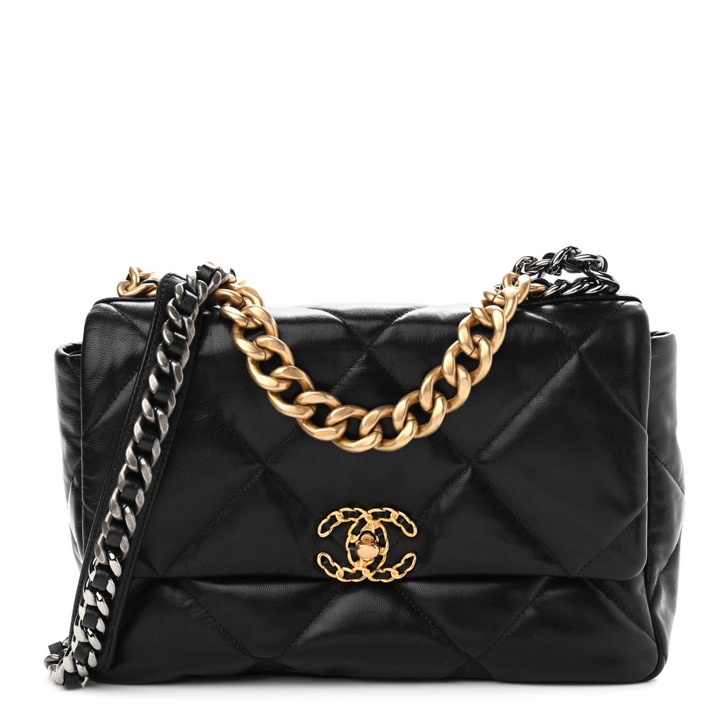 Lambskin Quilted Large Chanel 19 Flap Black