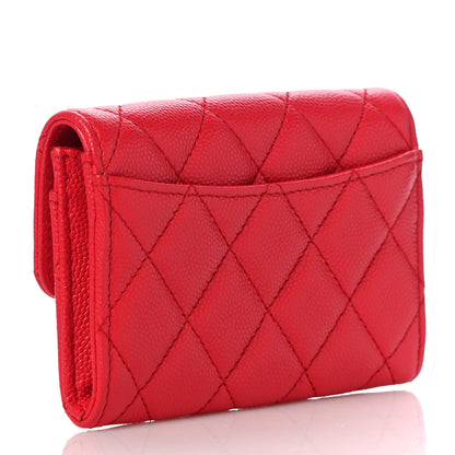 Chanel Caviar Quilted Flap Card Holder Wallet Red 3 of 12