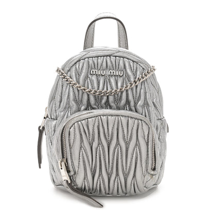 Miu Miu Metallic Nappa Matelasse Lux Mini Backpack Cromo 1 of 13