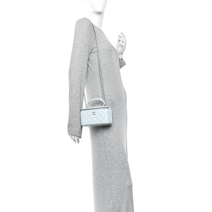 Chanel Lambskin Quilted Small Top Handle Vanity Case With Chain Light Blue 2 of 10