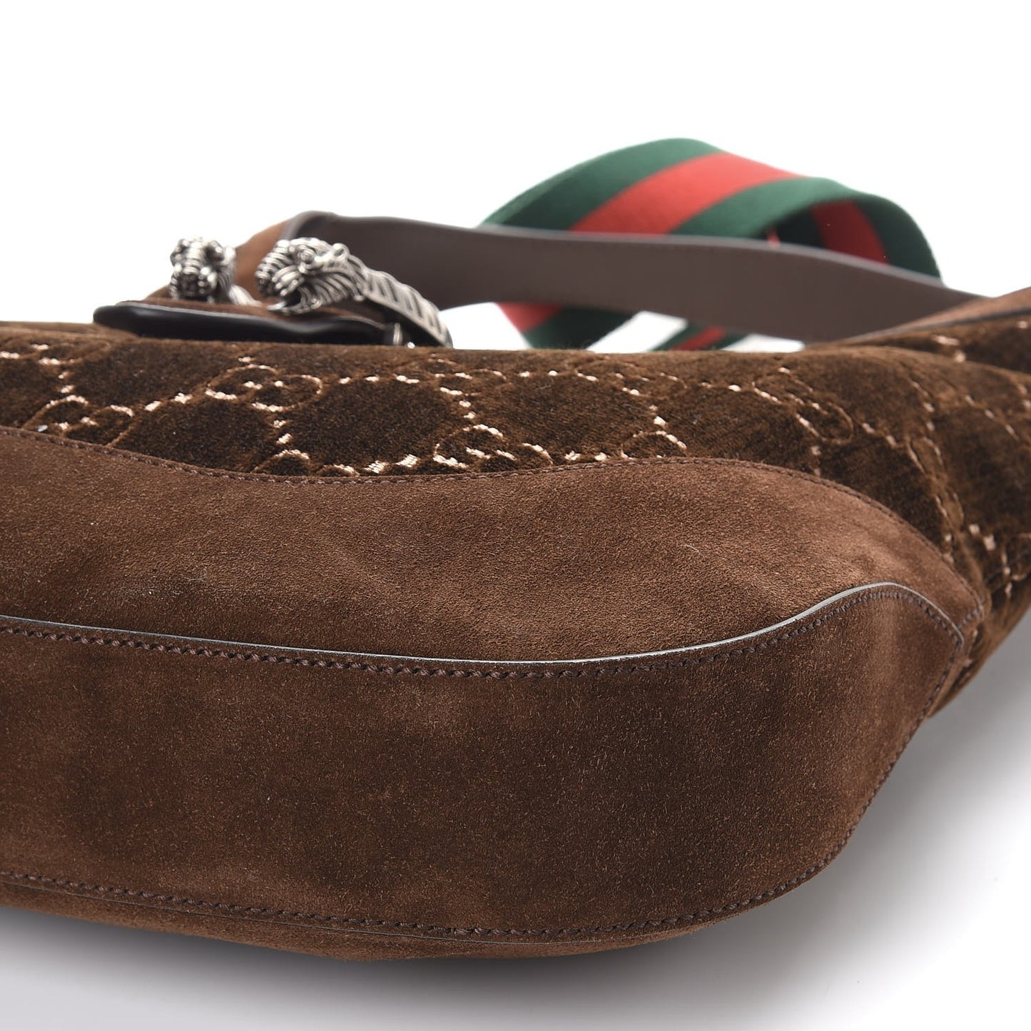 Velvet GG Monogram Web Medium Dionysus Hobo Brown