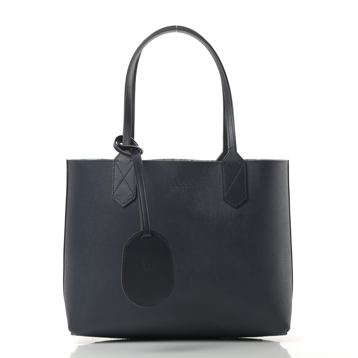 GG Supreme Monogram Blooms Small Reversible Tote Beige Blue Navy