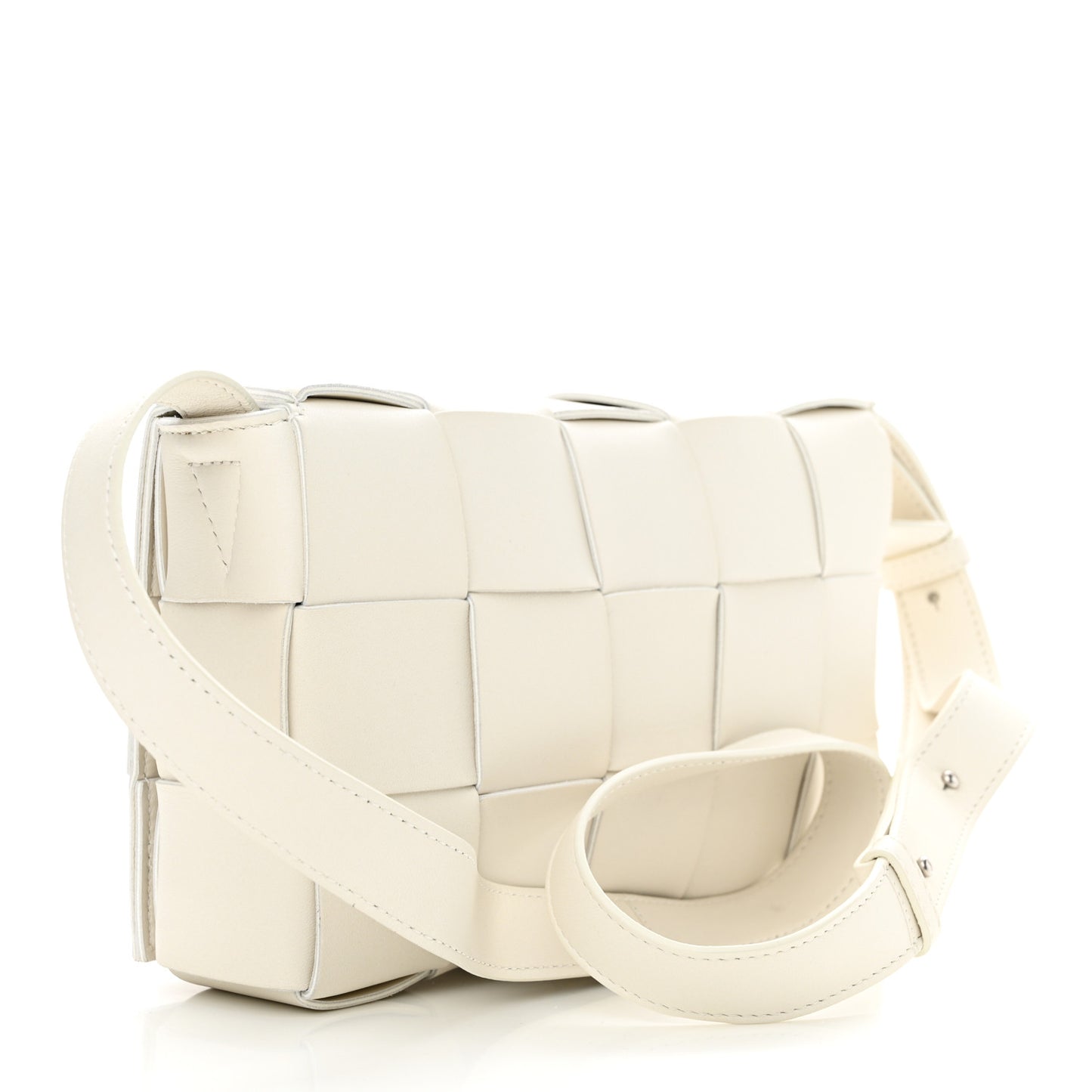Lambskin Maxi Intrecciato Cassette Crossbody Bag White