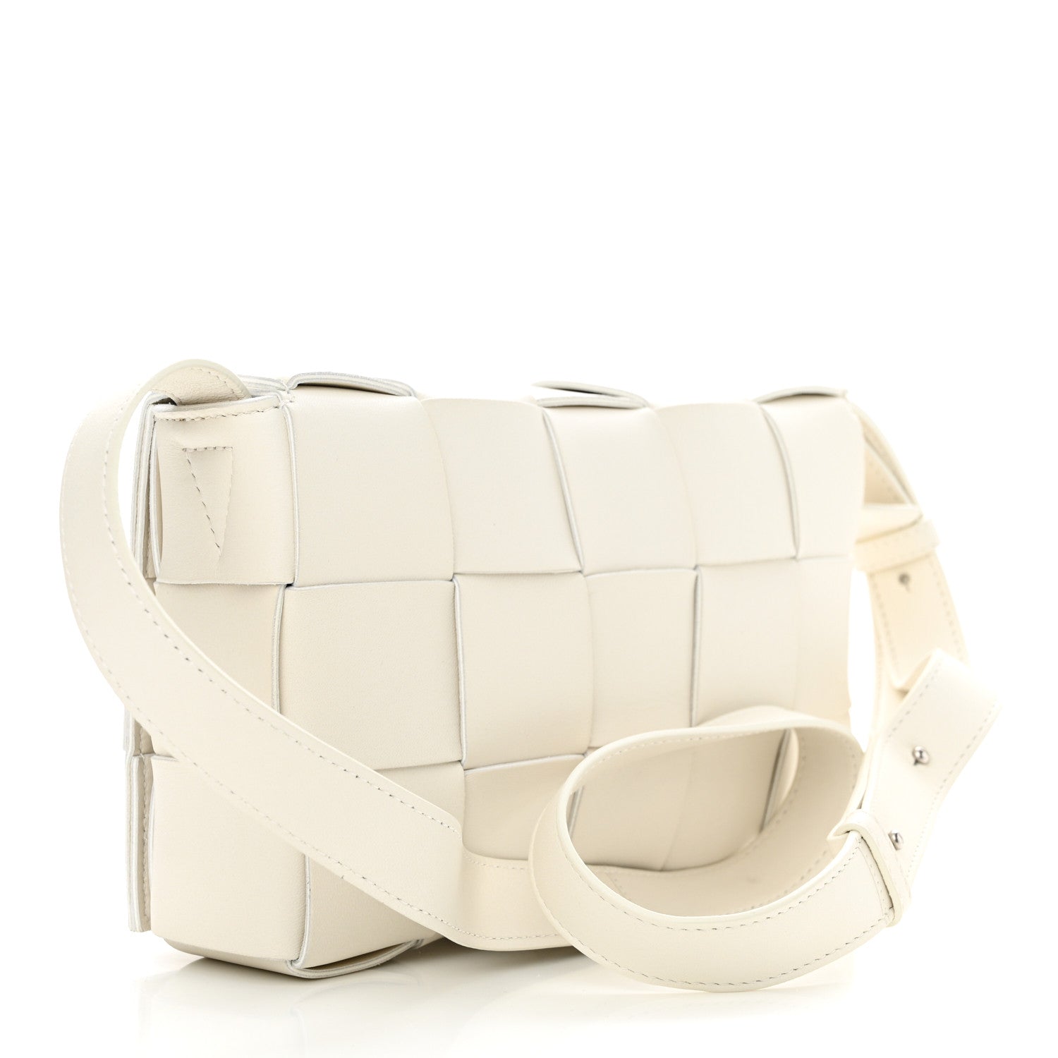 Bottega Veneta Lambskin Maxi Intrecciato Cassette Crossbody Bag White 3 of 11