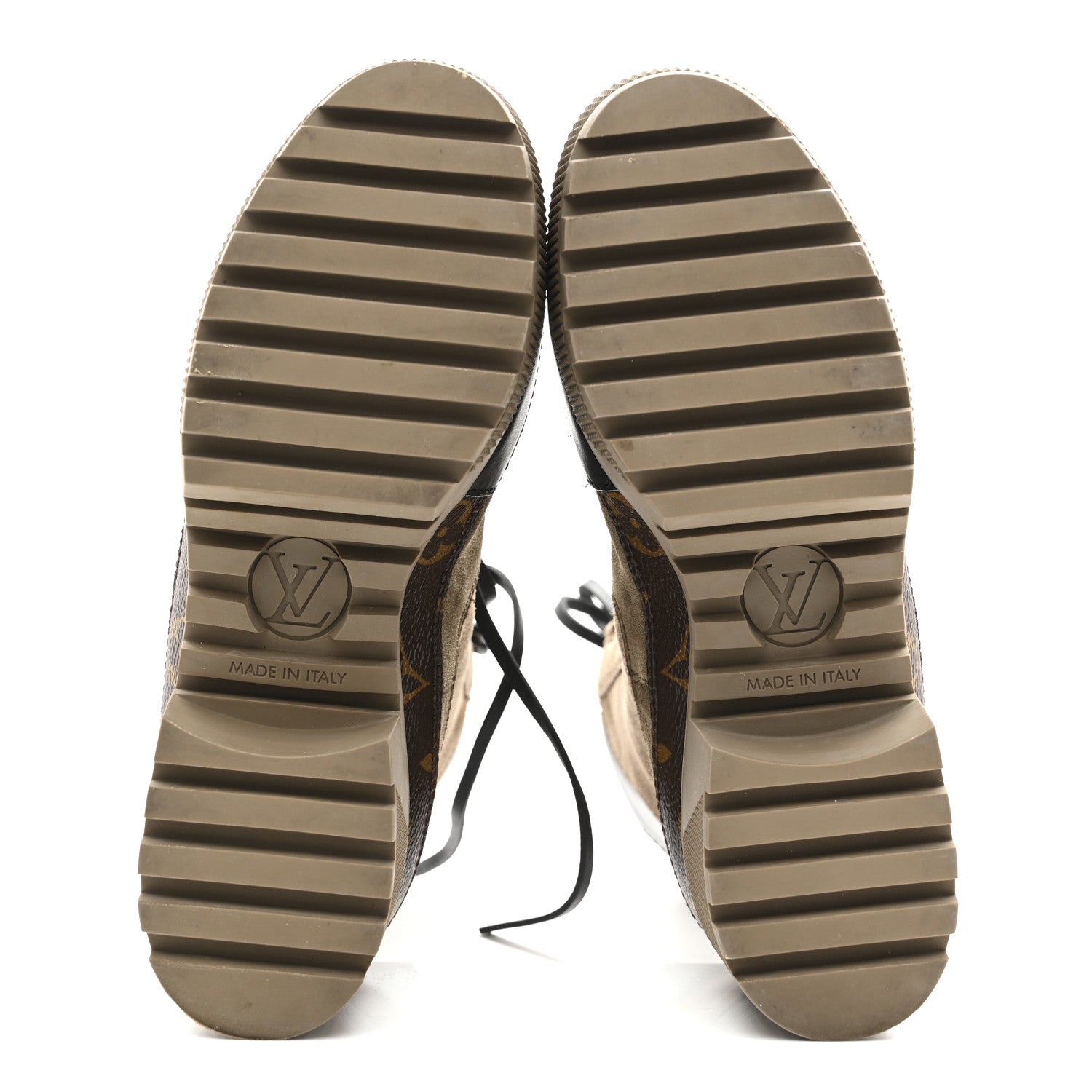 Louis Vuitton Suede Calfskin Monogram Laureate Platform Desert Boots 35 Taupe 6 of 9