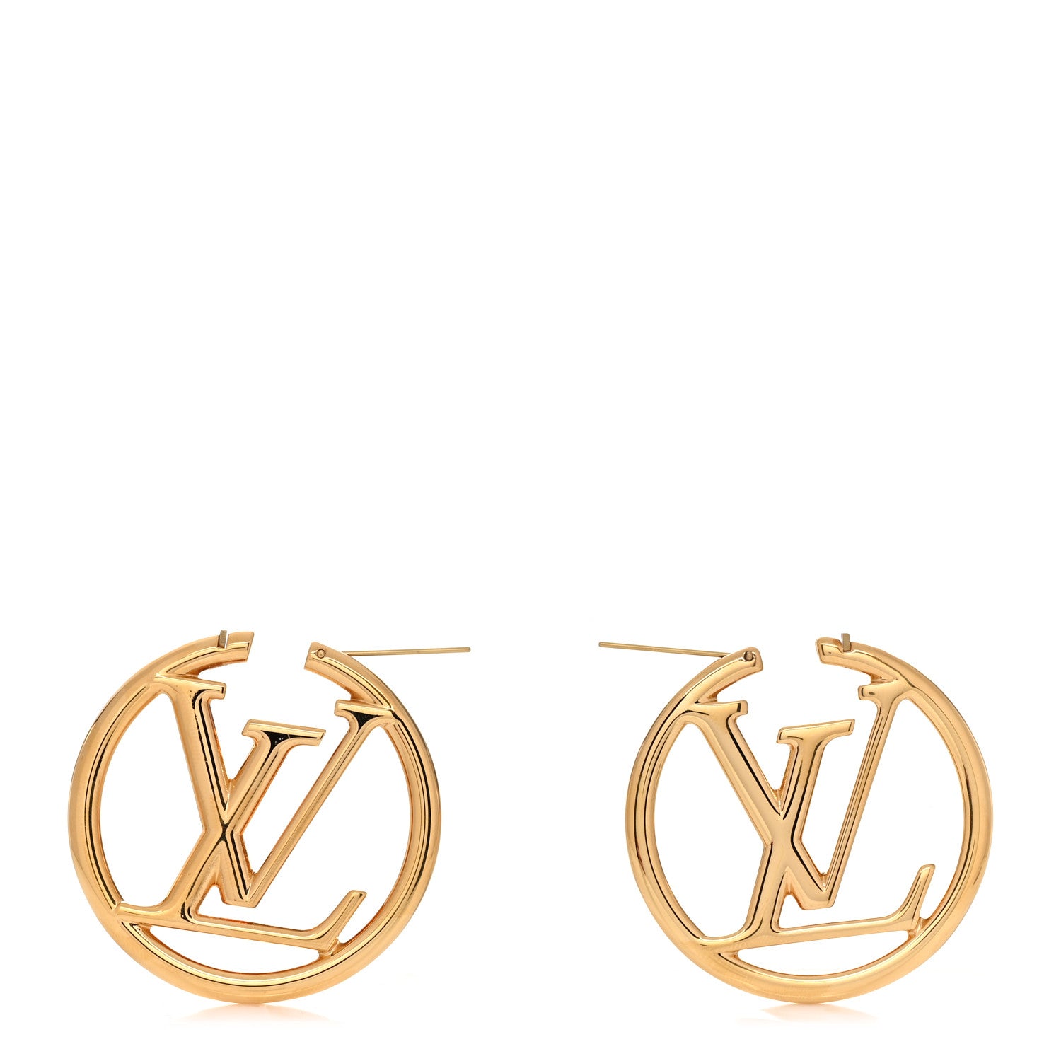 Louis Vuitton Metal Louise Hoop Earrings Gold 3 of 5