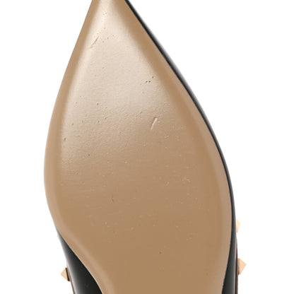 Valentino Garavani Calfskin Nappa Rockstud Ballerina Flats 37.5 Black Poudre 10 of 14