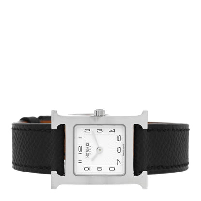 Hermes Stainless Steel Epsom 21mm Heure H Hour Quartz Watch Noir 2 of 5