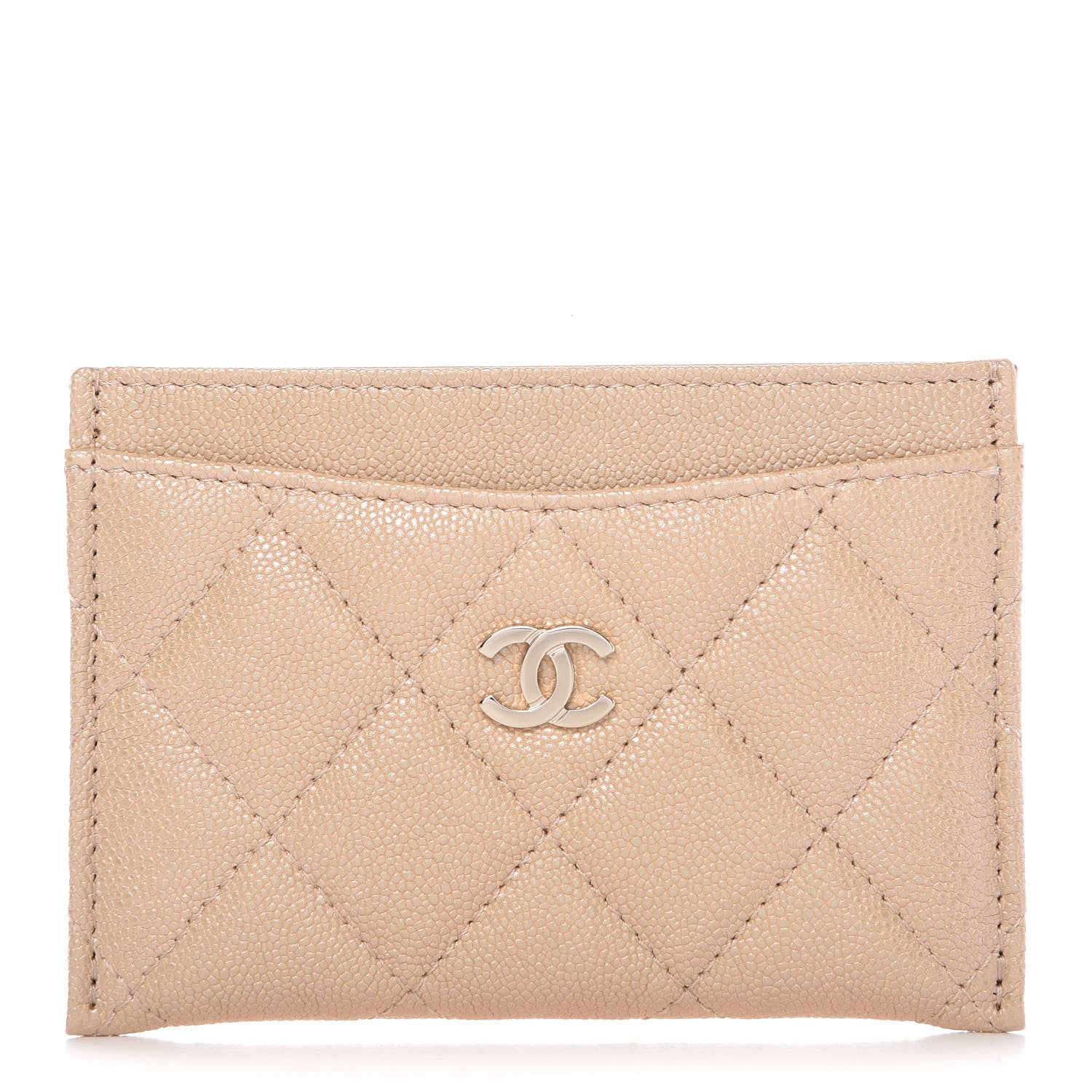 Chanel Iridescent Caviar Quilted Card Holder Beige 1 of 9