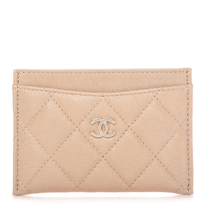 Chanel Iridescent Caviar Quilted Card Holder Beige 1 of 9