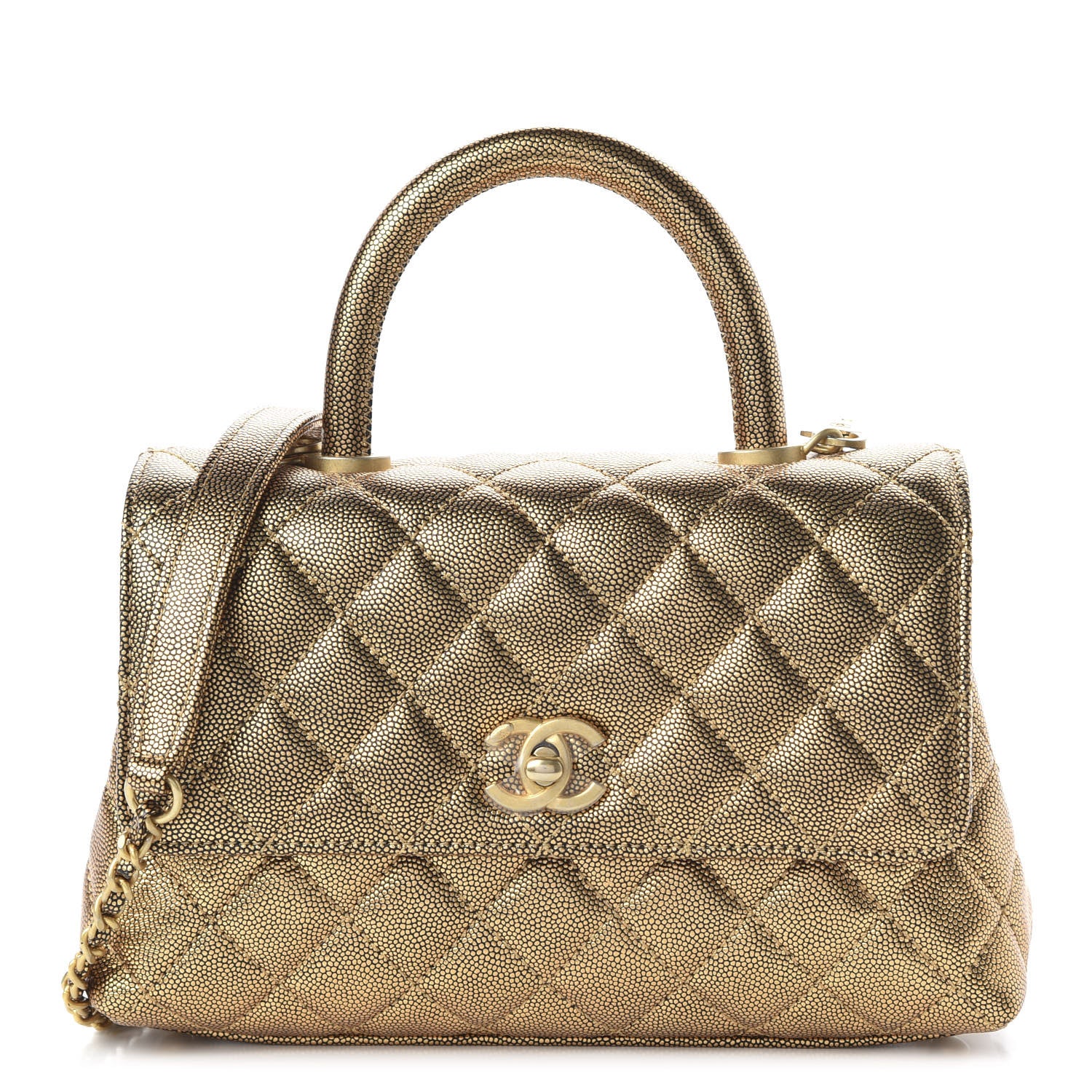 Chanel Metallic Caviar Quilted Mini Coco Handle Flap Gold 1 of 10