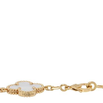 Van Cleef & Arpels 18K Yellow Gold Mother of Pearl 5 Motifs Vintage Alhambra Bracelet 3 of 4