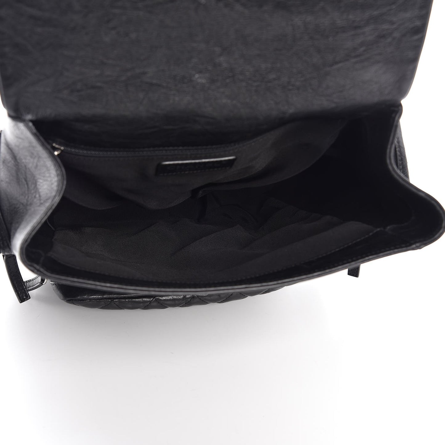 Aged Calfskin Quilted Large Casual Rock Backpack Black