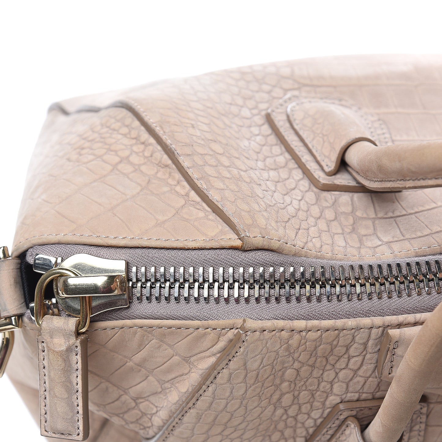 Nubuck Crocodile Embossed Medium Antigona Beige