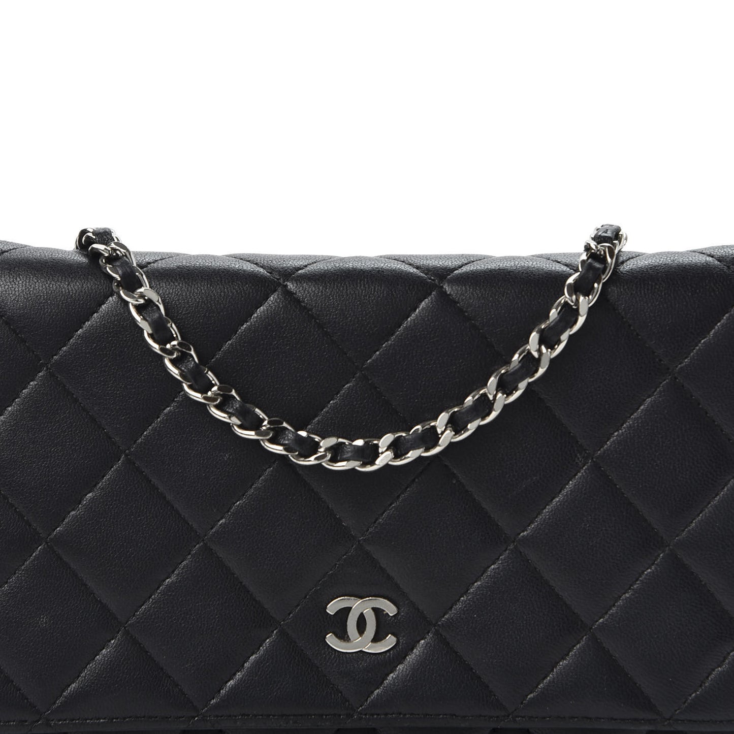 Lambskin Quilted Wallet On Chain WOC Black