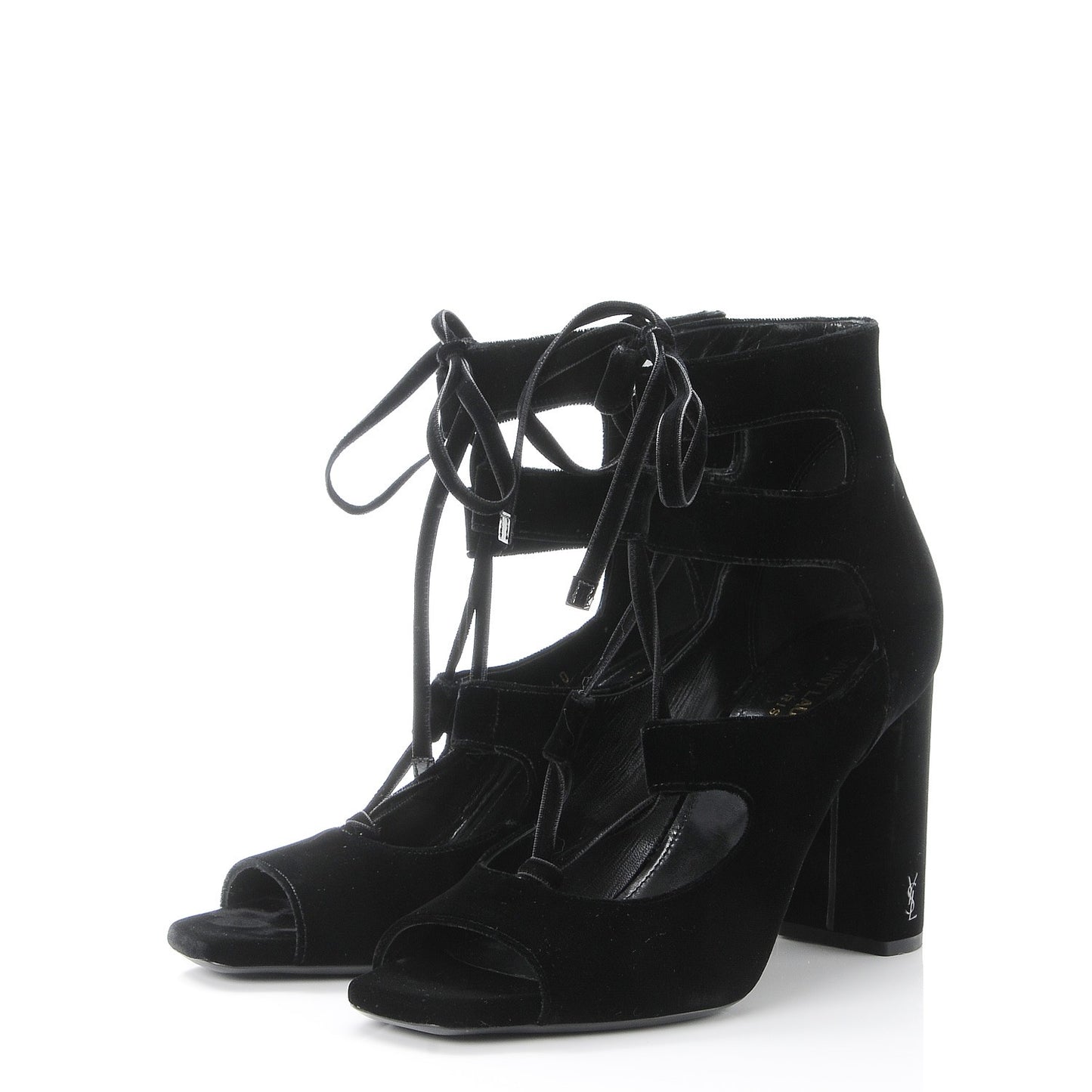 Veluto Master Loulou 95 Lace Up Sandals 40 Black Lucido