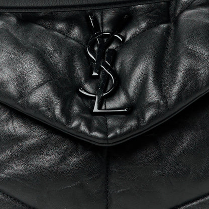 Saint Laurent Lambskin Quilted Monogram Monochrome Medium Loulou Puffer Chain Satchel Black 9 of 12