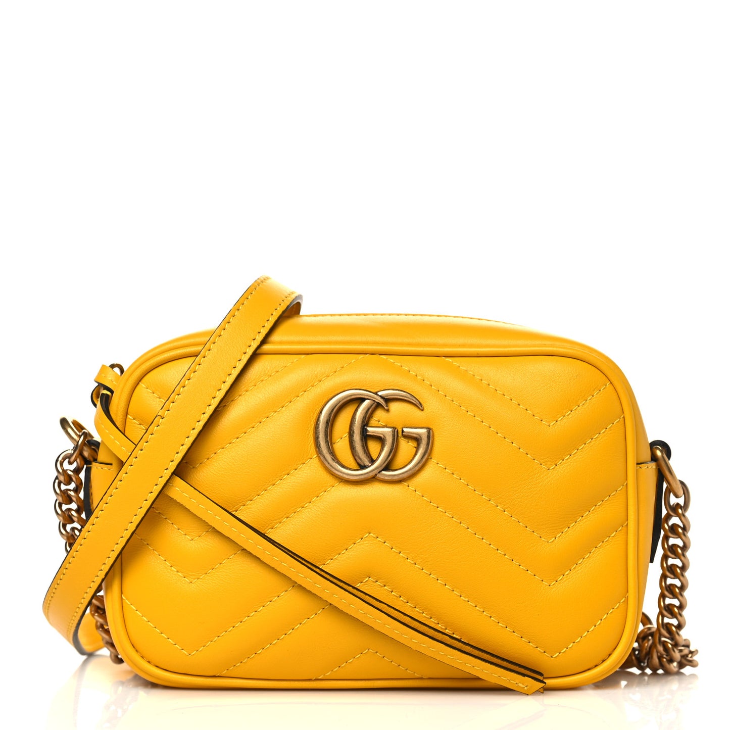 Calfskin Matelasse Mini GG Marmont Chain Shoulder Bag Stone Topaz
