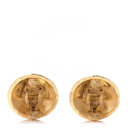 Chanel Metal Quilted CC Round Clip On Earrings Gold 4 of 5