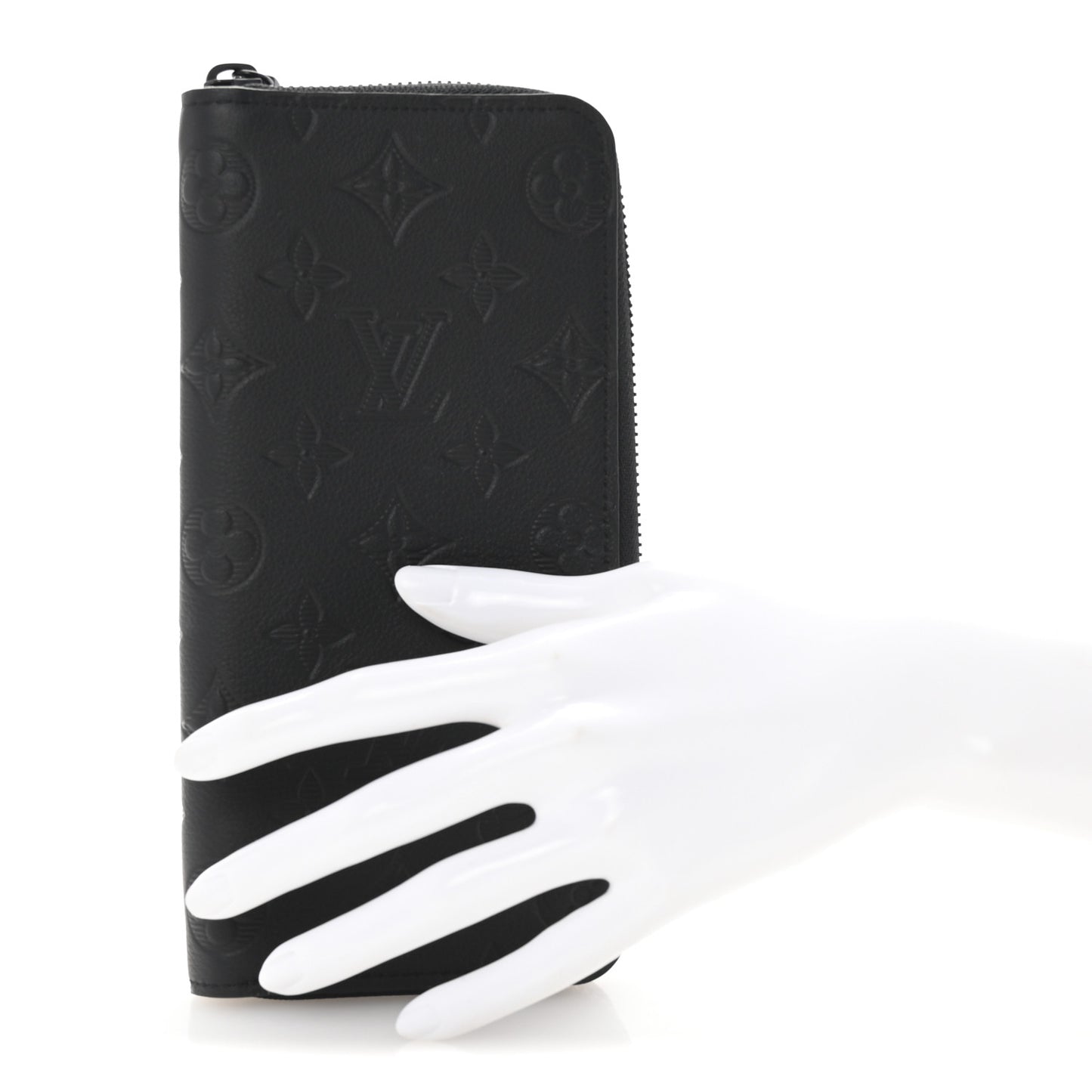 Calfskin Monogram Shadow Vertical Zippy Wallet Black