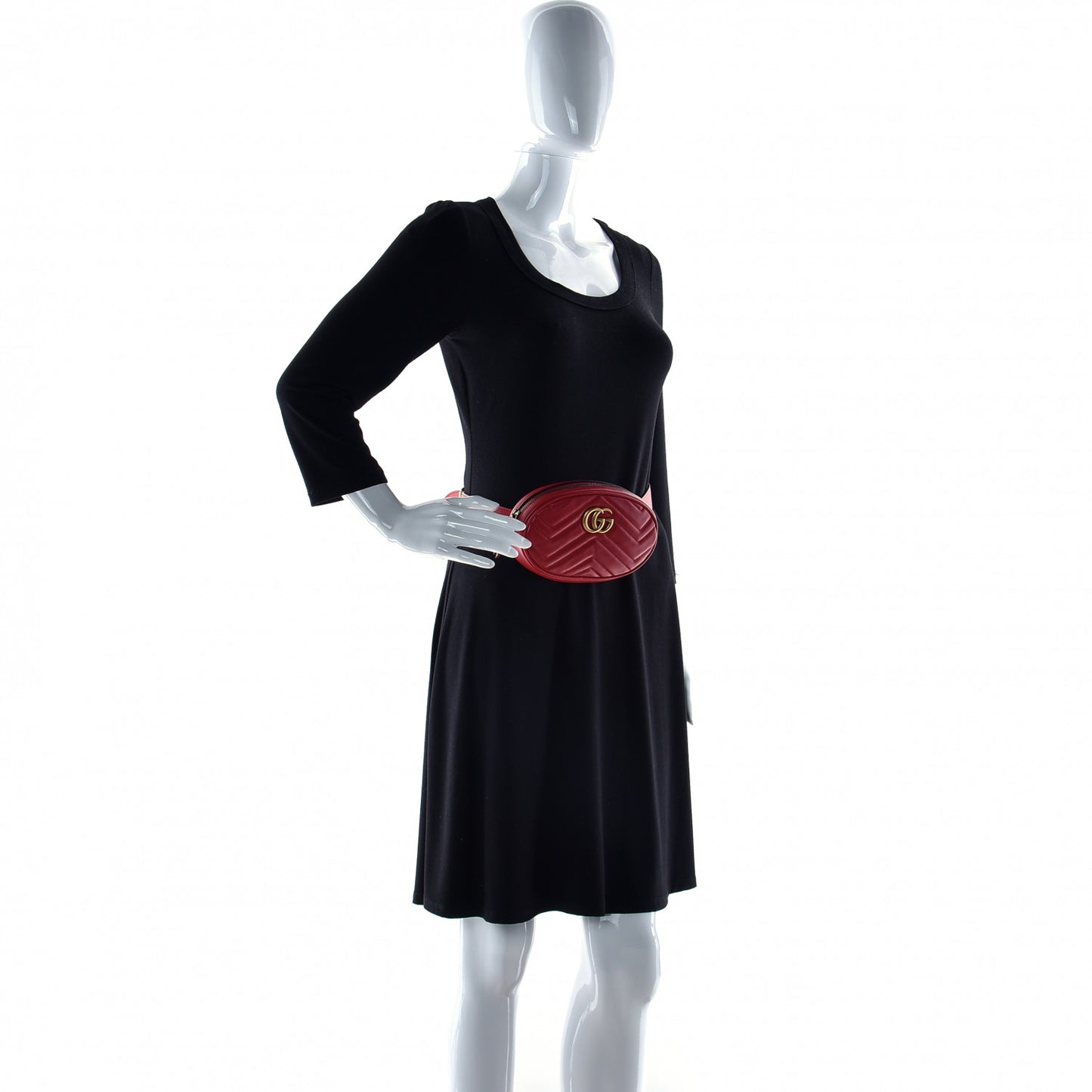 Calfskin Matelasse GG Marmont Belt Bag 75 30 Hibiscus Red