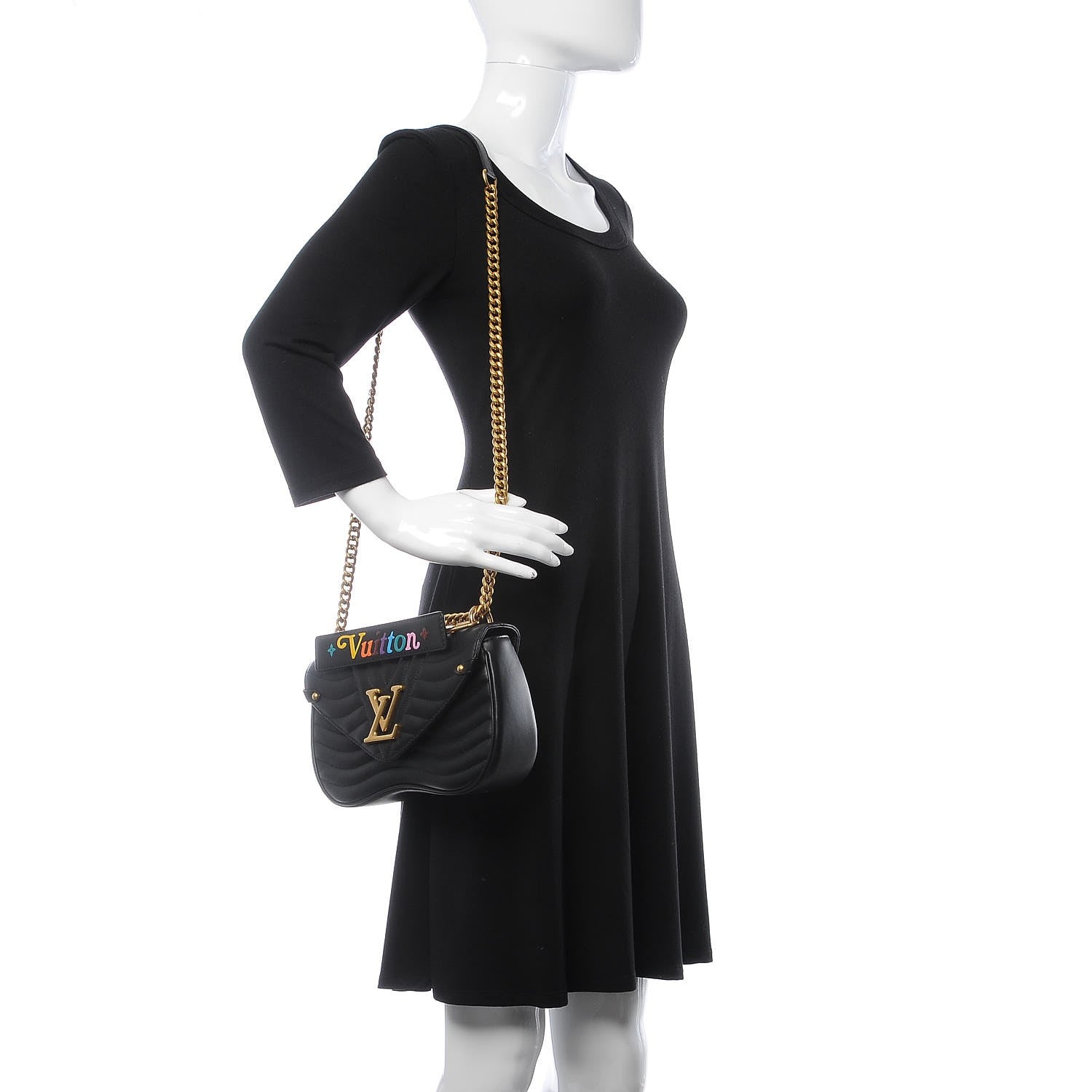 Louis Vuitton Calfskin New Wave Chain MM Black 2 of 8