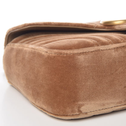 Gucci Velvet Matelasse Small GG Marmont Shoulder Bag Taupe 8 of 9