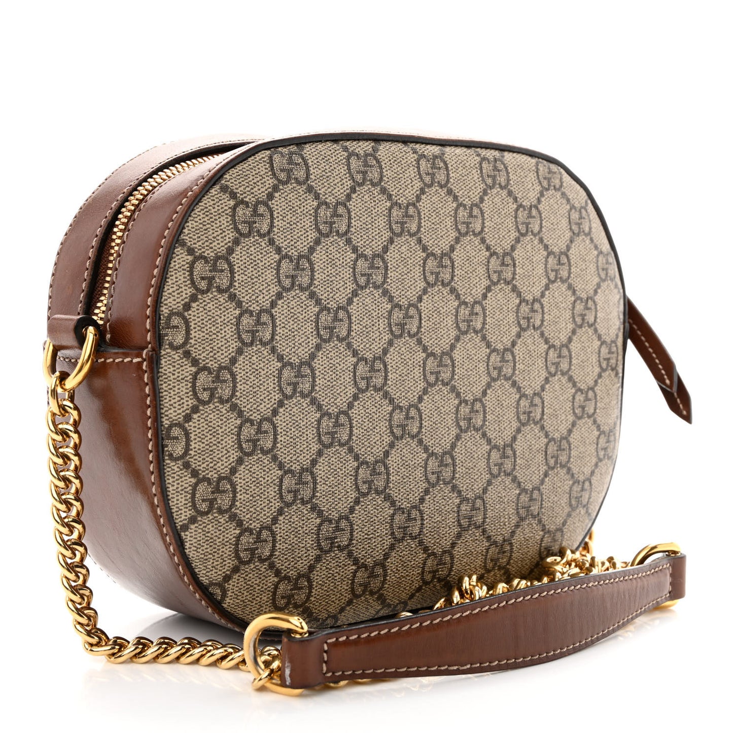 GG Supreme Monogram Cuoio Toscano Mini Chain Shoulder Bag Beige Ebony Cuir