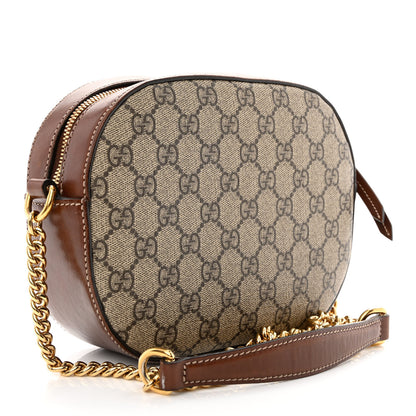 Gucci GG Supreme Monogram Cuoio Toscano Mini Chain Shoulder Bag Beige Ebony Cuir 3 of 12