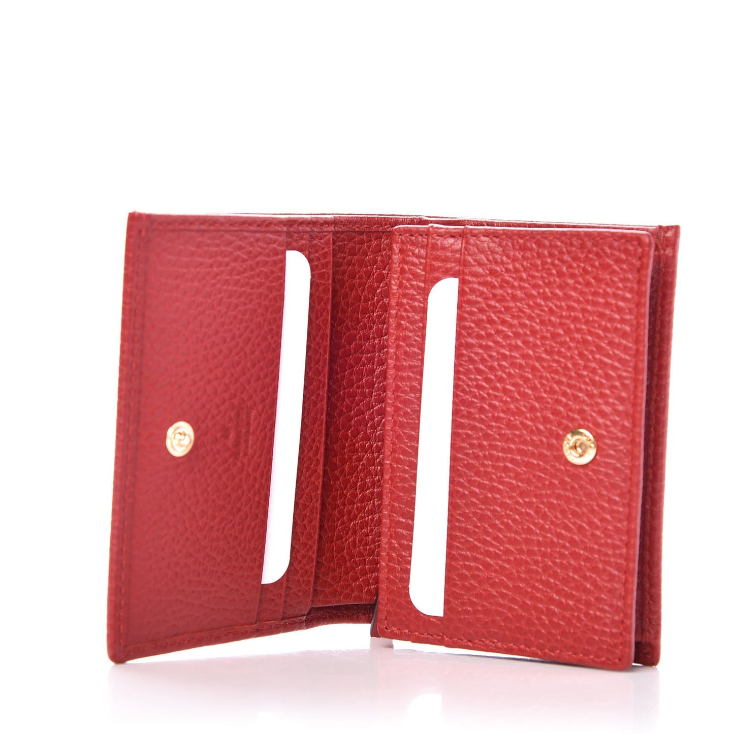 Pebbled Calfskin GG Marmont Card Case Hibiscus Red