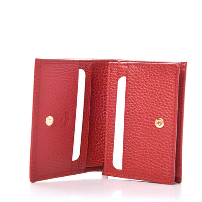 Gucci Pebbled Calfskin GG Marmont Card Case Hibiscus Red 5 of 7