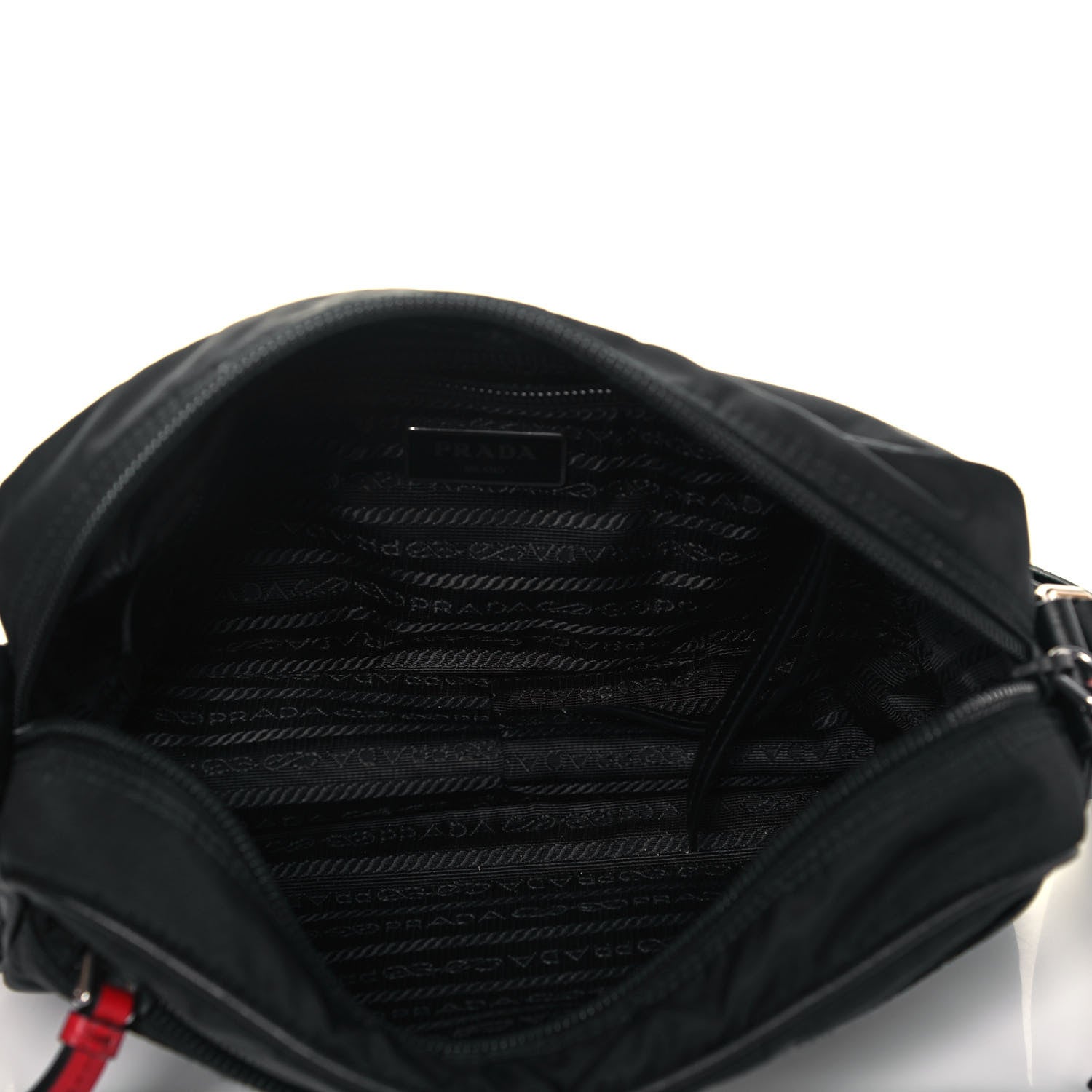 Prada Tessuto Nylon Studded New Vela Shoulder Bag Black Fuoco 6 of 8