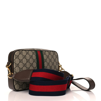 Gucci GG Supreme Monogram Textured Dollar Calfskin Web Ophidia Wristlet Shoulder Bag Beige Ebony New Acero 3 of 9