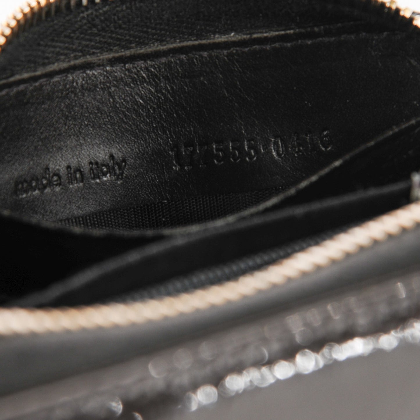 Textured Patent Calfskin Belle De Jour Zip Around Wallet Black