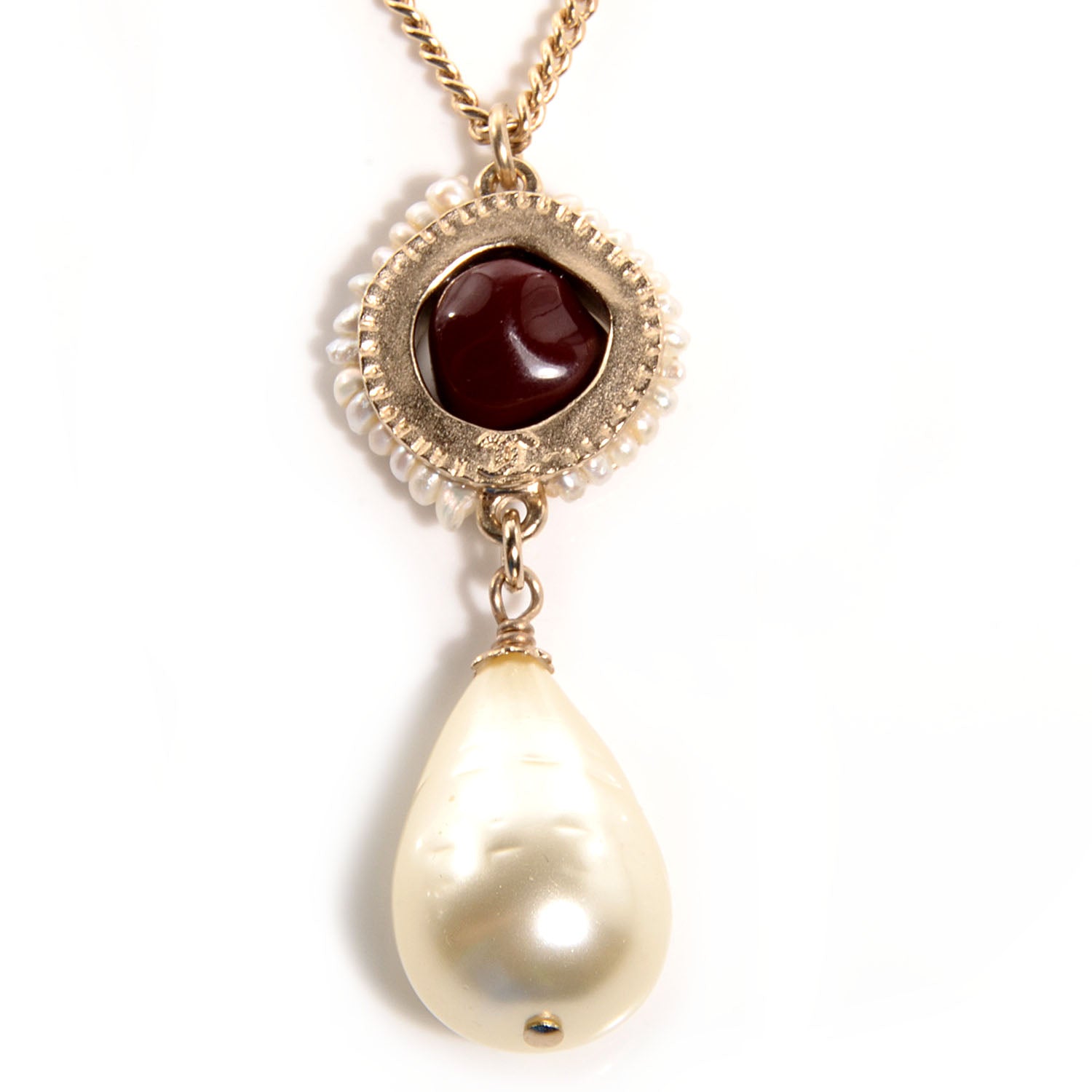 Chanel Pearl Resin CC Necklace Gold 3 of 7
