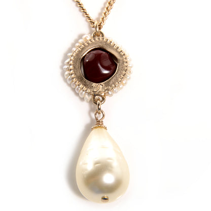 Chanel Pearl Resin CC Necklace Gold 3 of 7