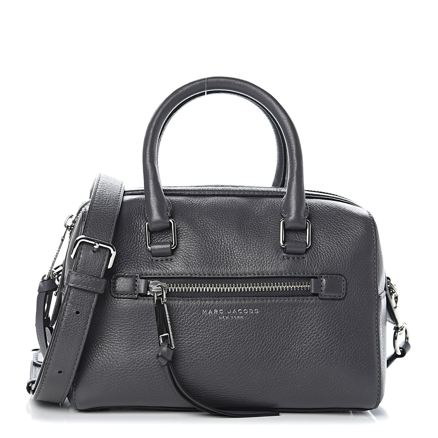 Marc Jacobs Calfskin Recruit Bauletto Satchel Tote Bag Grey 1 of 10