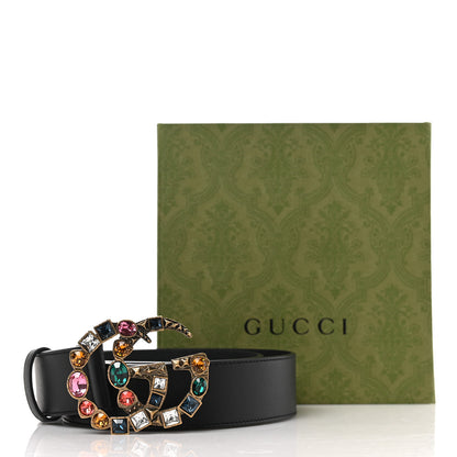 Gucci Calfskin Crystal Double G 40mm Belt 90 36 Black Multicolor 5 of 5