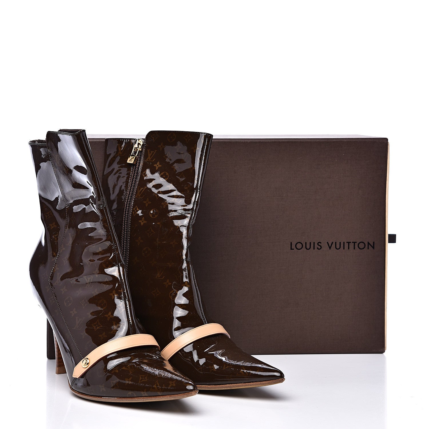 Louis Vuitton Monogram Patent Gina Ankle Boots 39.5 10 of 10