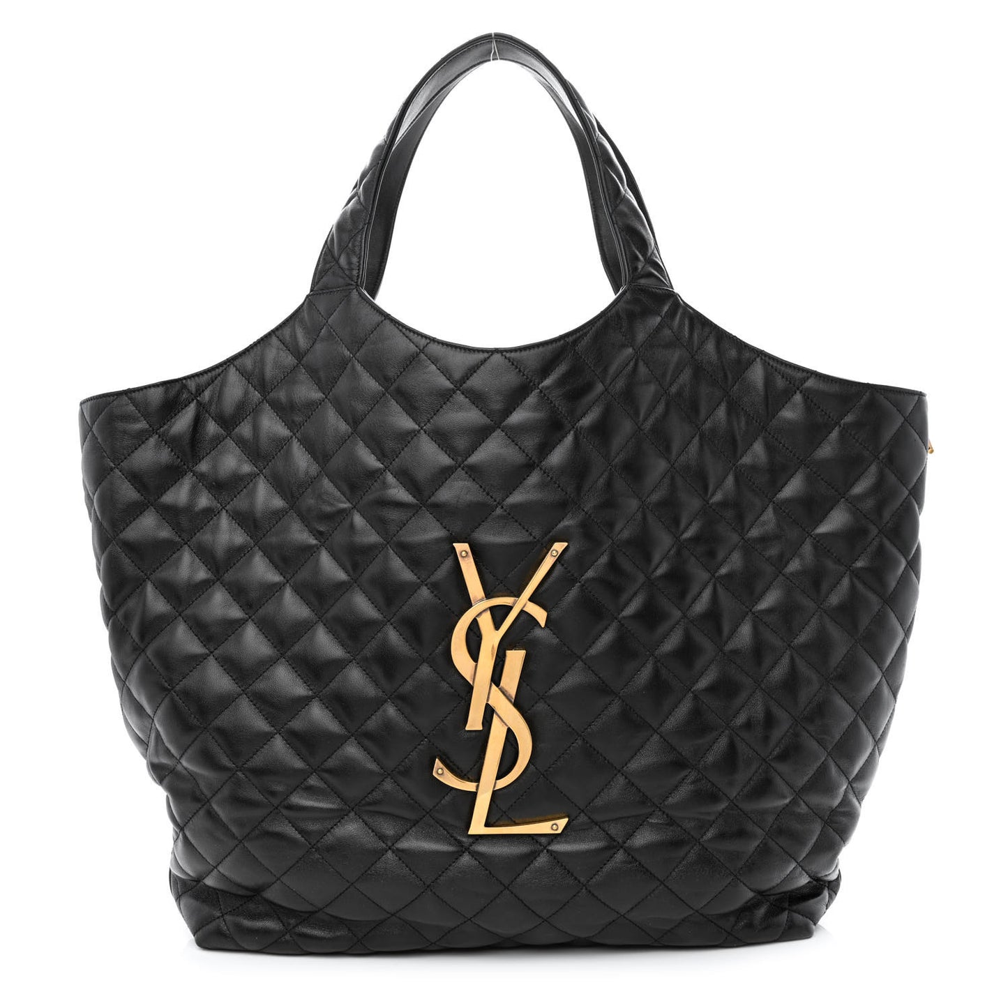 Lambskin Quilted Maxi Icare Shopping Tote Black